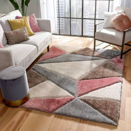 Modern Silver Geometric Hall Mat